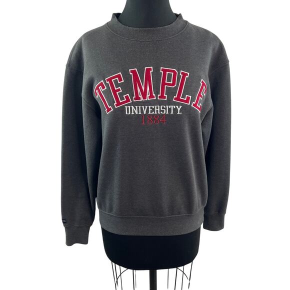 JanSport Temple University 1884 Gray Sweatshirt Cotton Crew Pullover Sz S Small - Picture 1 of 8